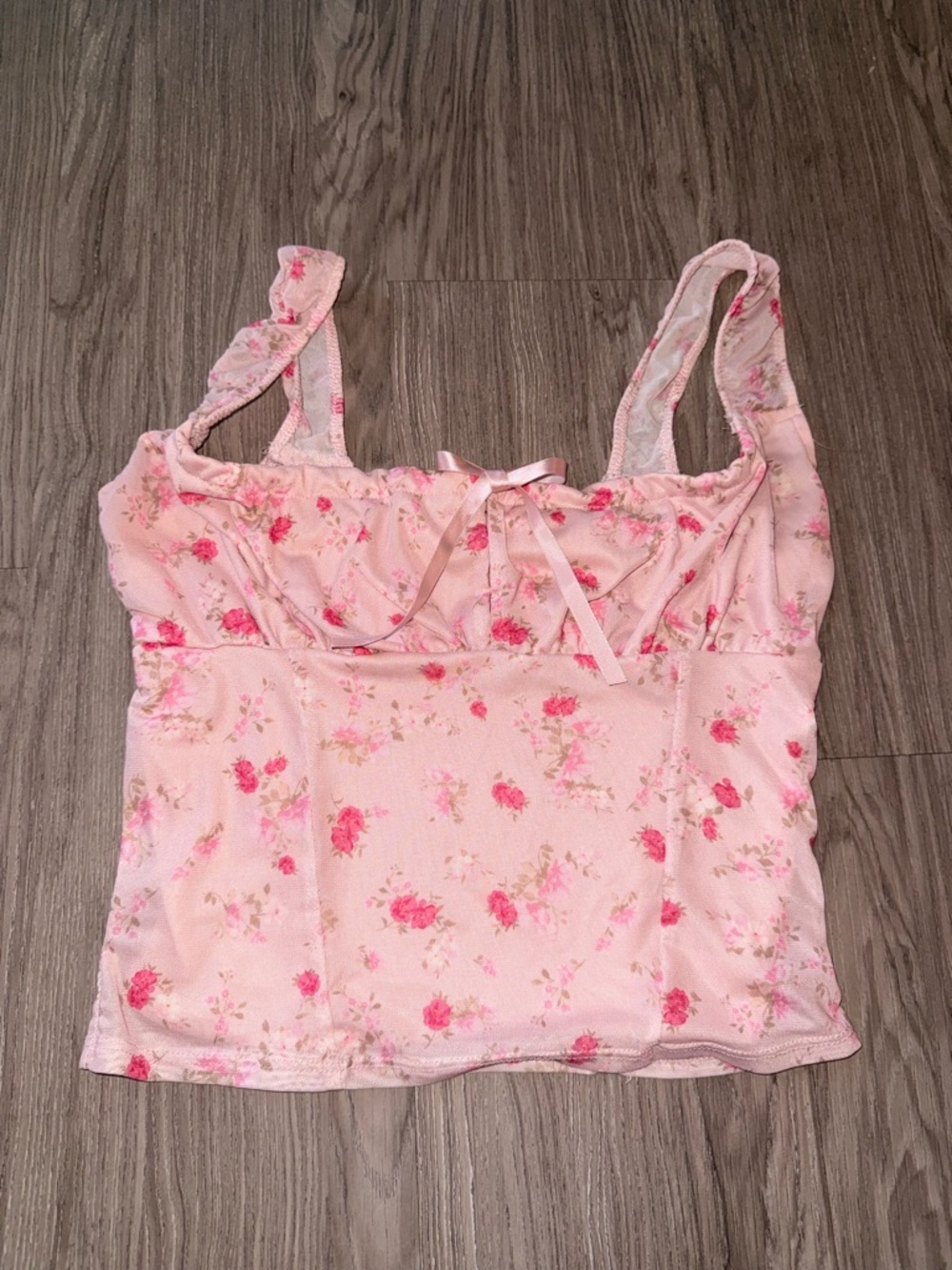 Pink Rose Pink Floral Lace-Trim Camisole